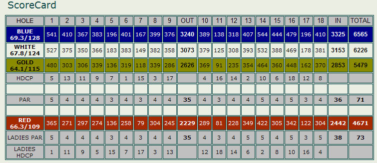 WGC Course Scorecard